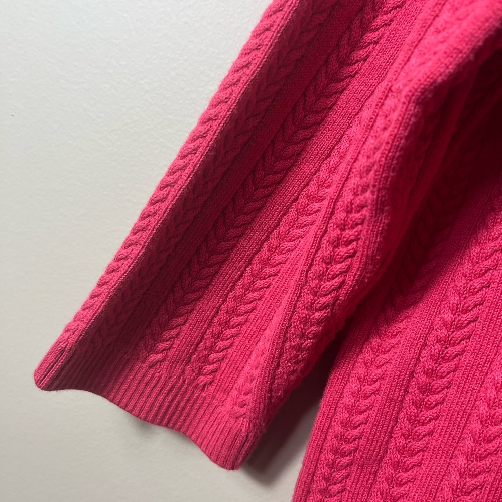 Eddie Bauer V-Neck Cable Knit Sweater Coral Pink 3/4 Sleeve XXL Minimalist - Picture 6 of 7